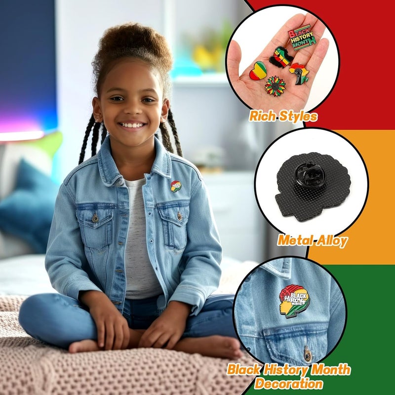 SANNIX 15Pcs Black History Month Pins, Assorted Enamel African American Badge Lapel Pins Brooches for Backpacks Clothes Black History Month Accessories Party Favors - Image 4